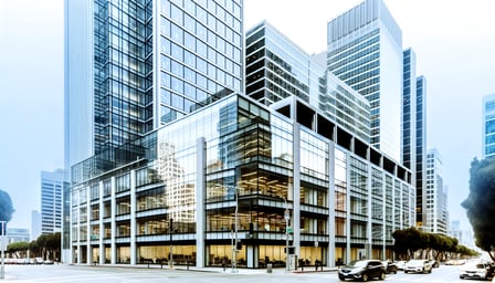 DALL·E 2024-05-09 15.40.15 - A modern office building in an urban setting, typical for a startup company. The building features a contemporary design with glass facades and is sur-2